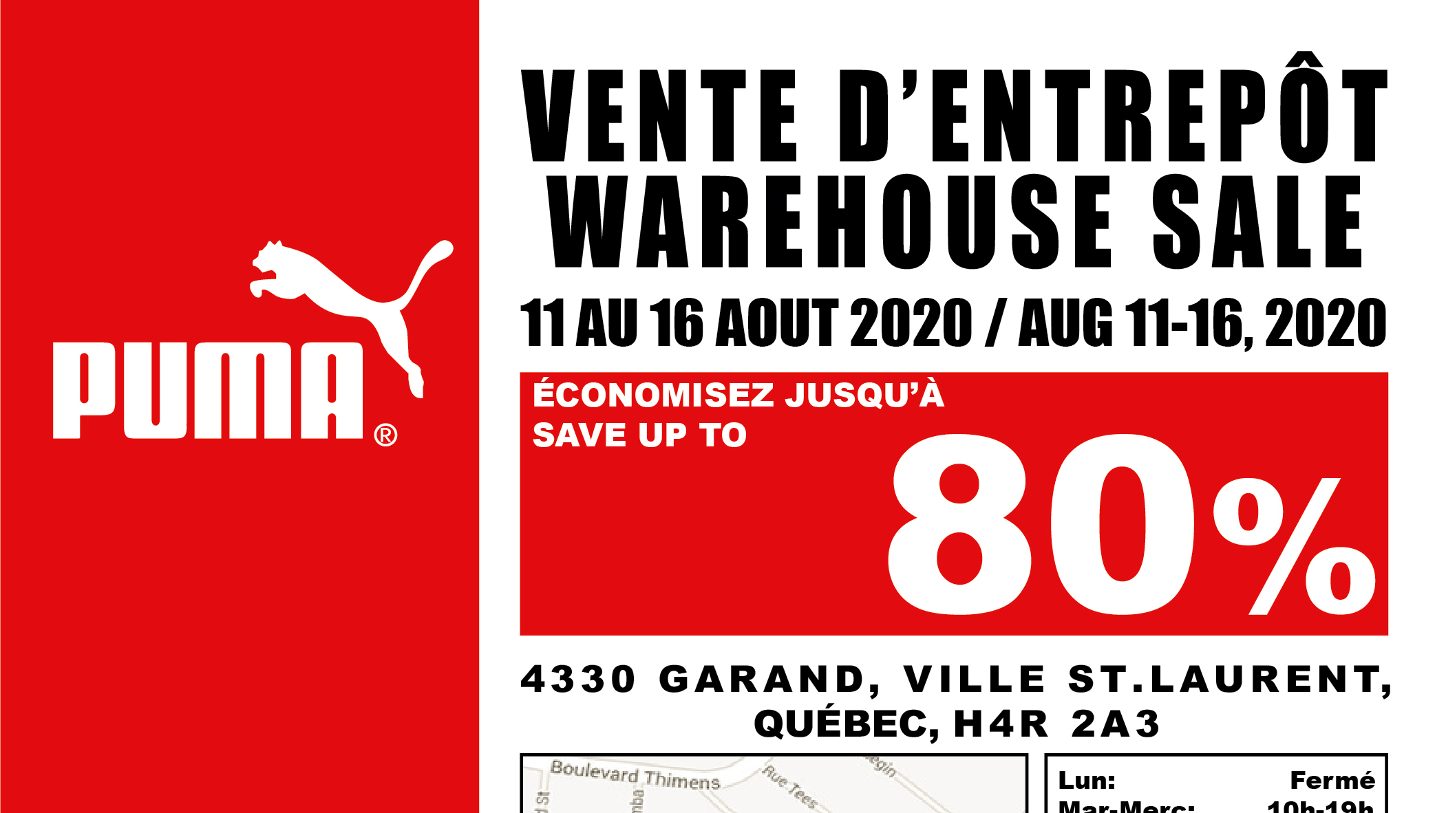 Puma entrepot hot sale montreal