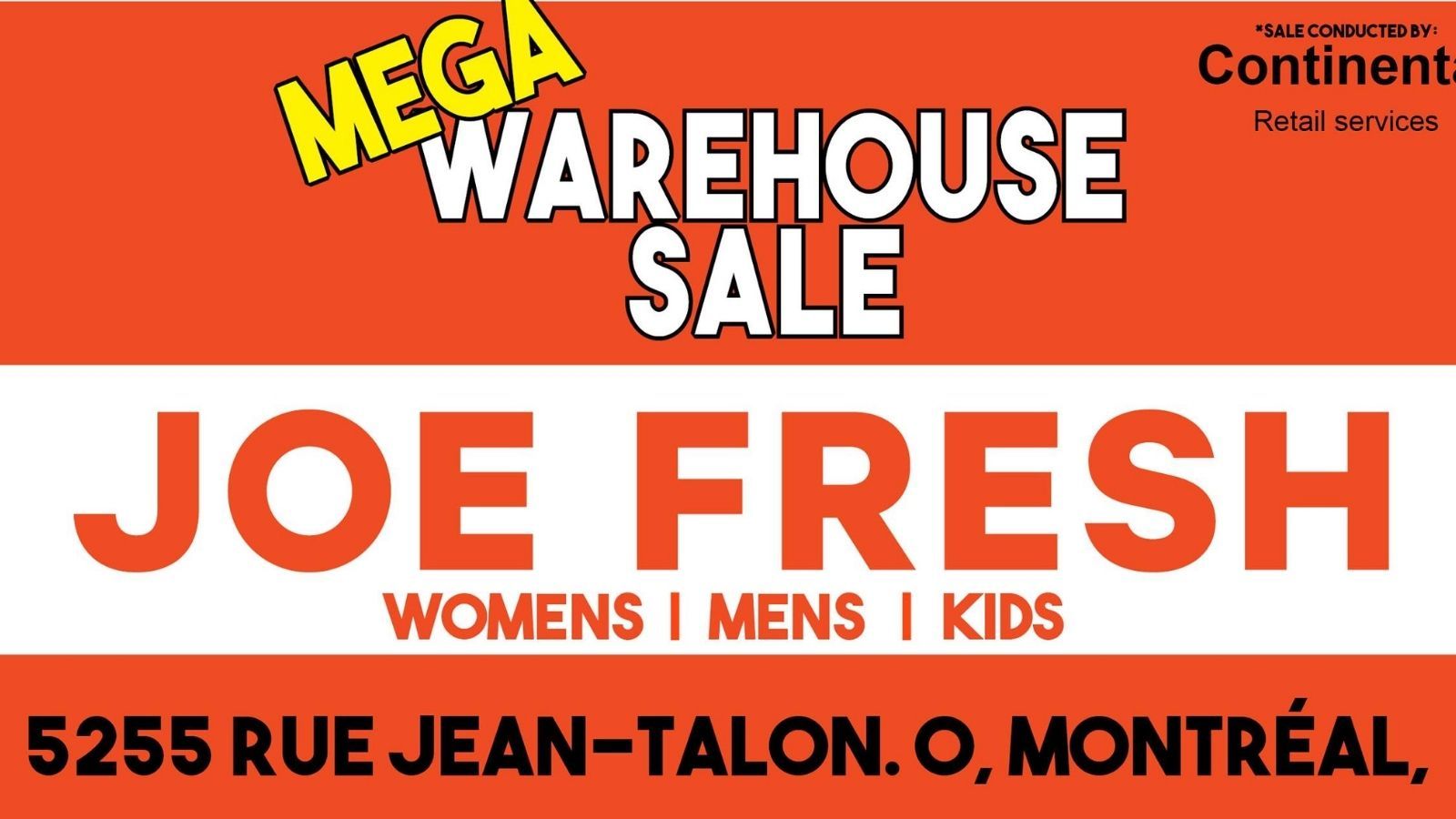 Mega warehouse sale Joe Fresh allsales.ca