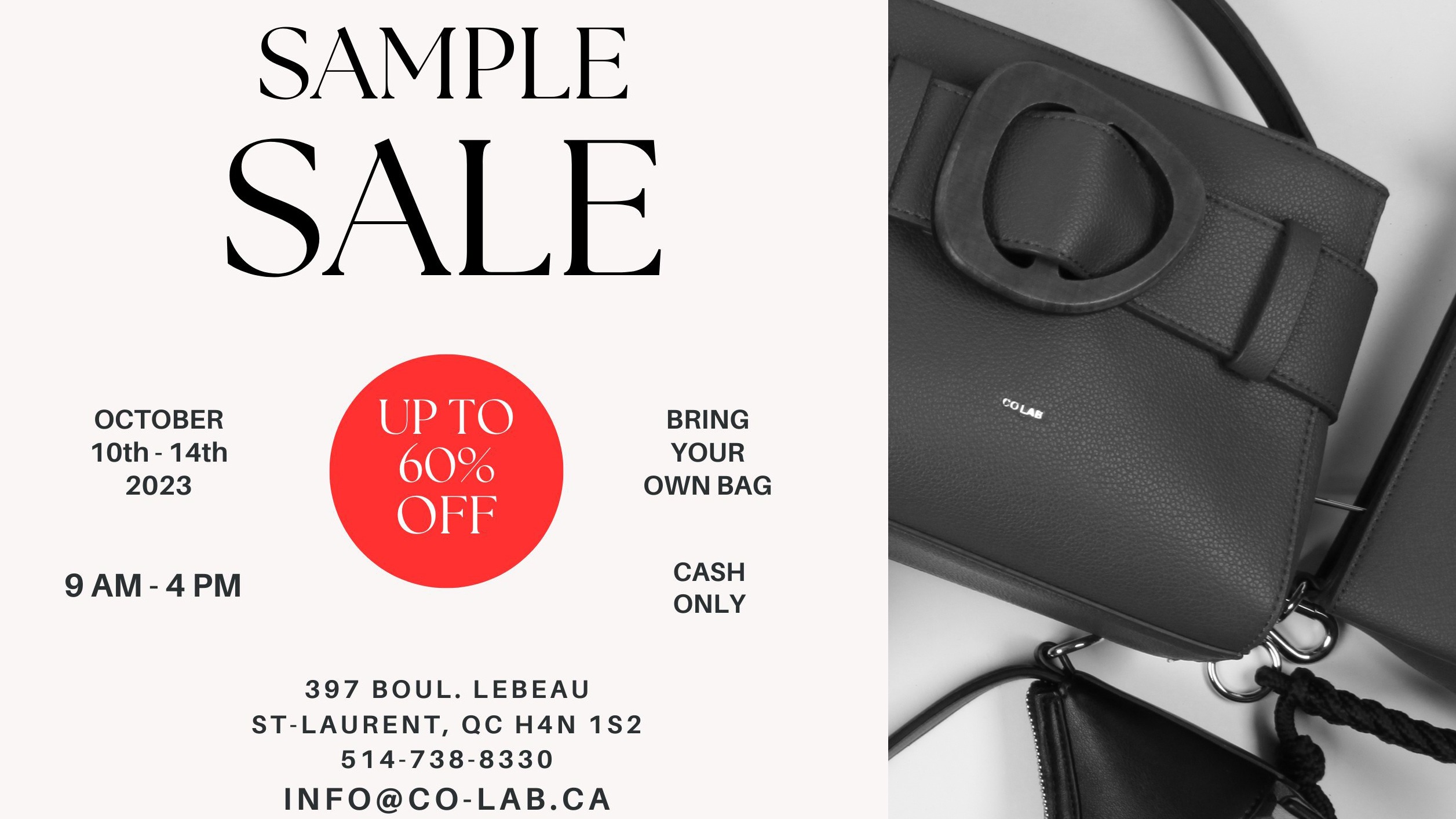 CoLab Handbags Sample Sale allsales.ca
