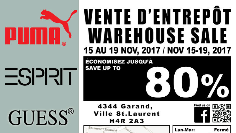 Vente d entrepot Puma Esprit Guess et lesventes